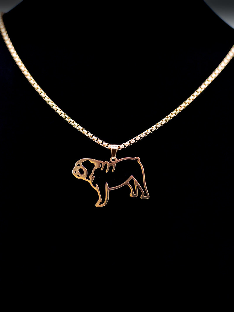Halskette "Amerikanische Bulldogge" für Hundefreunde, 18-Karat vergoldet