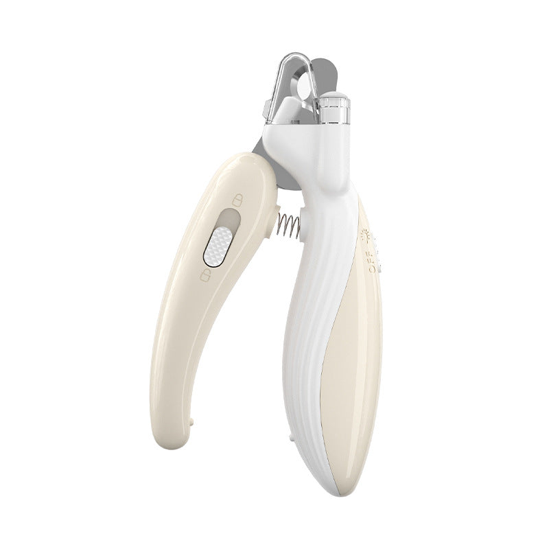 Beige Krallenzange für Haustiere mit LED-Licht