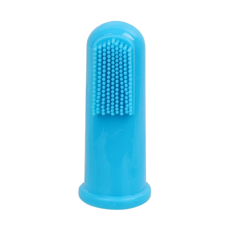 Fingerling-Zahnbürste in blau für Hunde und Katzen mit Noppen zur Massage des Zahnfleisches