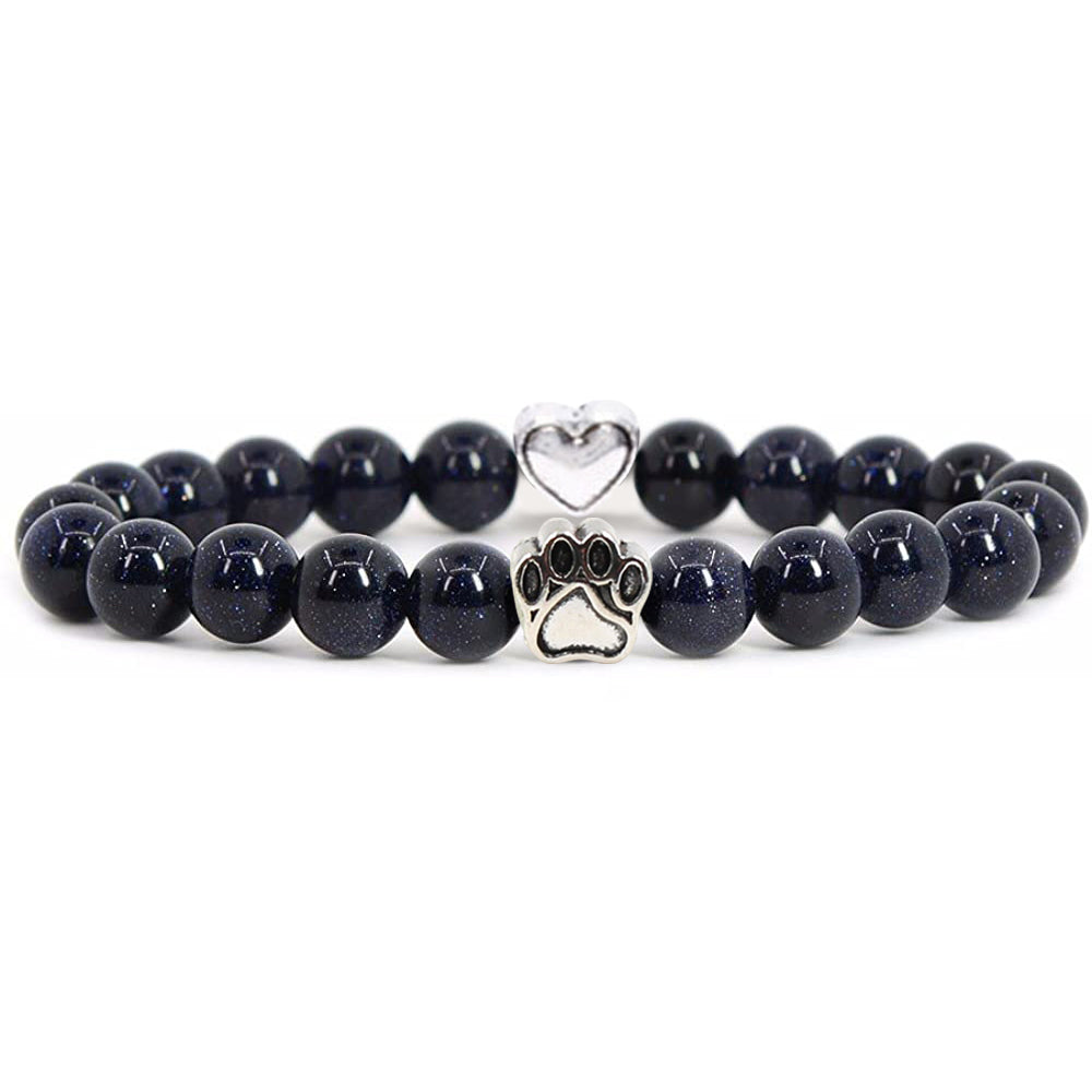 Blue Goldstone- Armband für Hundeliebhaber aus 8mm (Natur)perlen