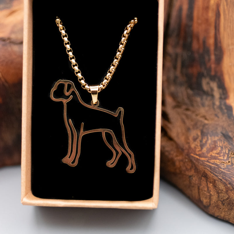 Halskette "Boxer" für Hundefreunde, 18-Karat vergoldet