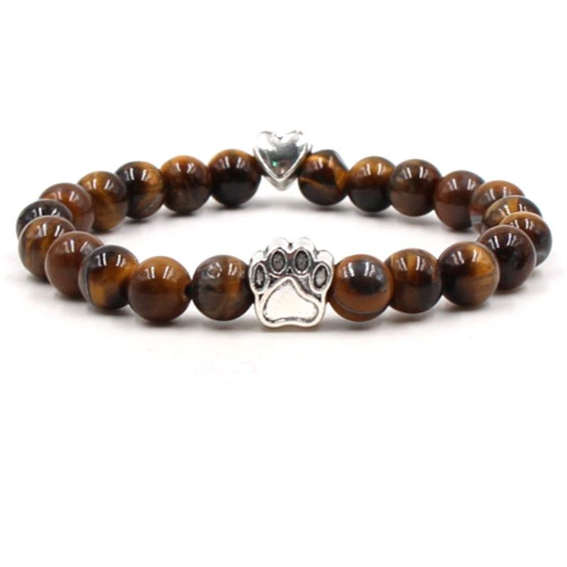 Nickelfreies Armband für Hundeliebhaber aus 8mm (Natur)perlen
