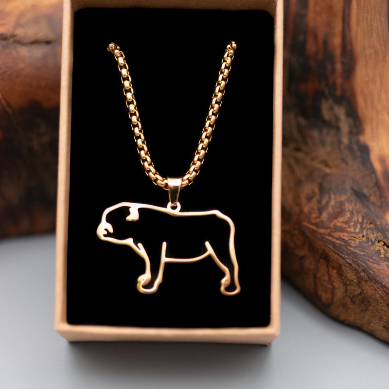 Halskette "Bulldogge" für Hundefreunde, 18-Karat vergoldet