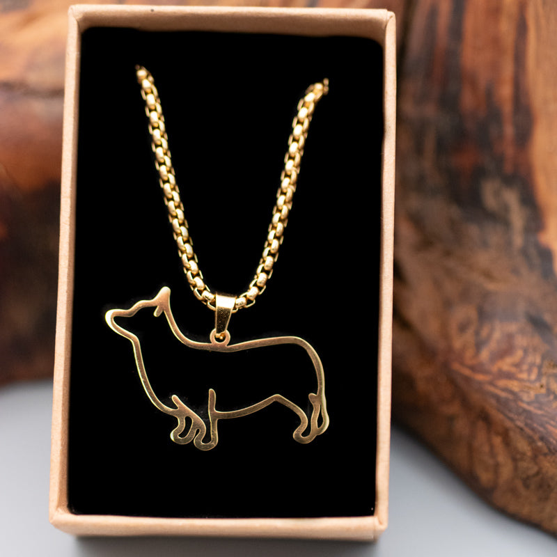 Halskette "Corgi" für Hundefreunde, 18-Karat vergoldet