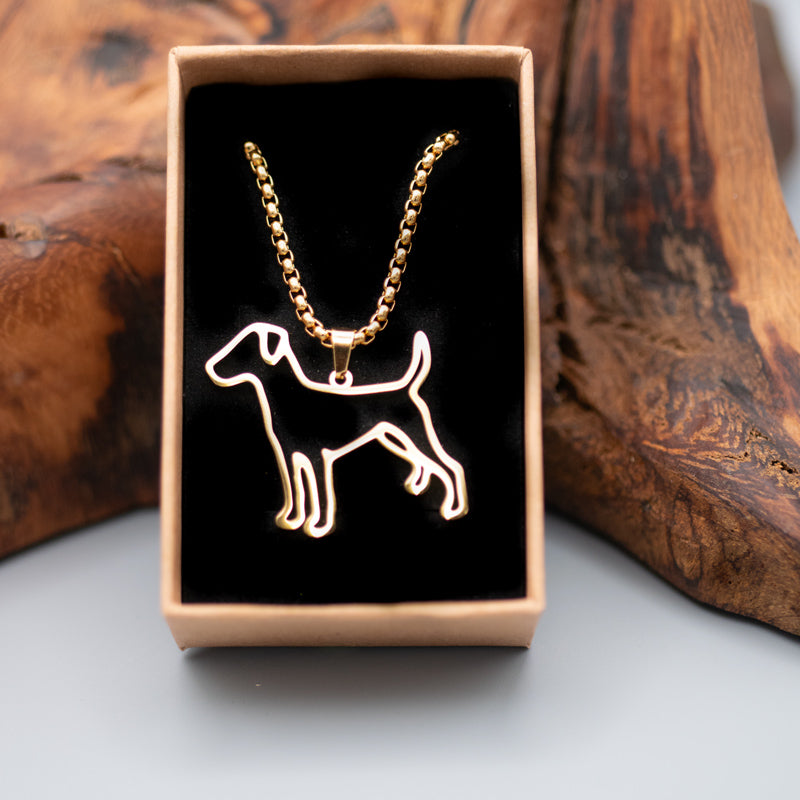 Halskette "Deutscher Jagdterrier" für Hundefreunde, 18-Karat vergoldet
