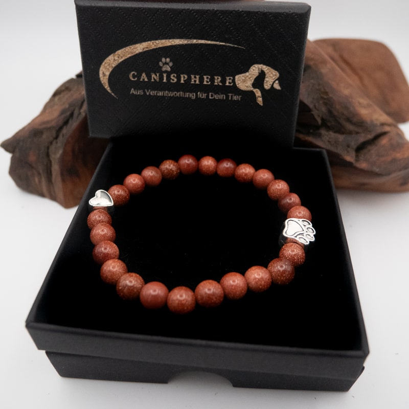 Goldstone- Armband für Hundeliebhaber aus 8mm (Natur)perlen