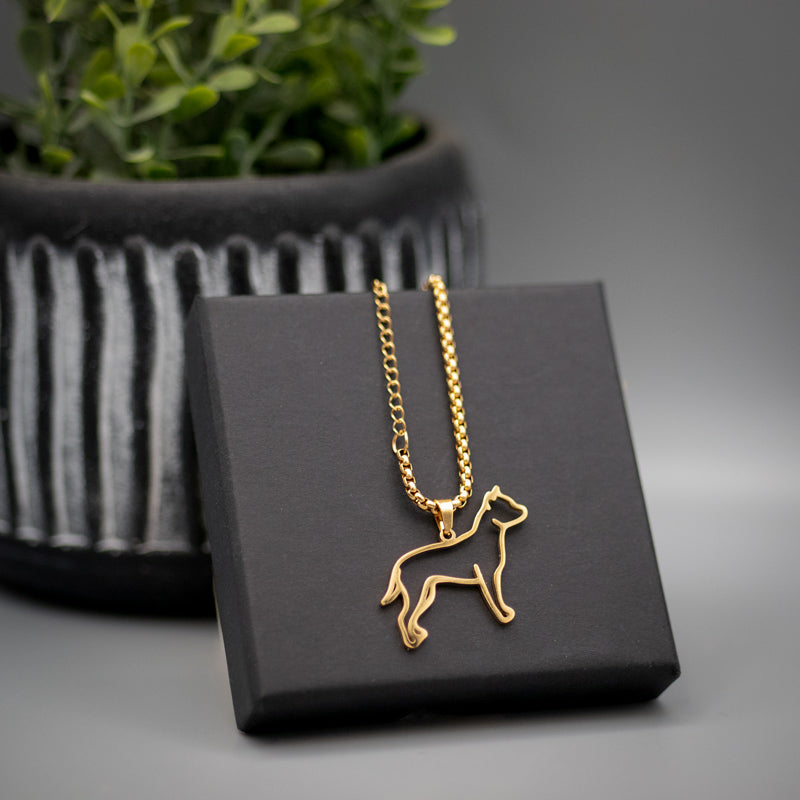 Halskette "Pitbull" für Hundefreunde, 18-Karat vergoldet