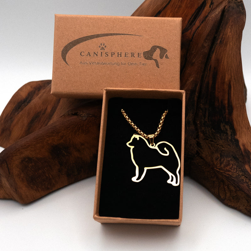 Halskette "American Eskimo" für Hundefreunde, 18-Karat vergoldet