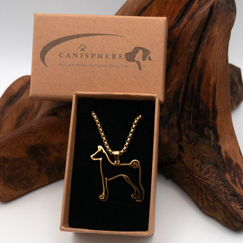 Halskette "Basenji" für Hundefreunde, 18-Karat vergoldet