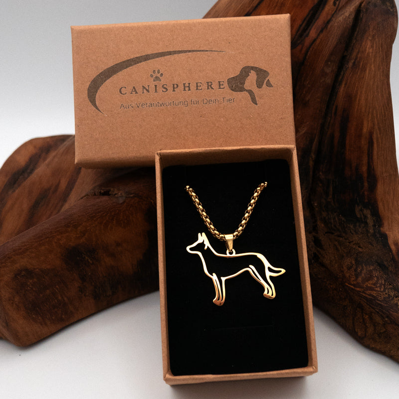 Halskette "Belgischer Malinois", 18-Karat vergoldet, für Hundefreunde