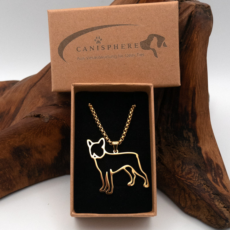 Halskette "Boston Terrier", 18-Karat vergoldet, für Hundefreunde