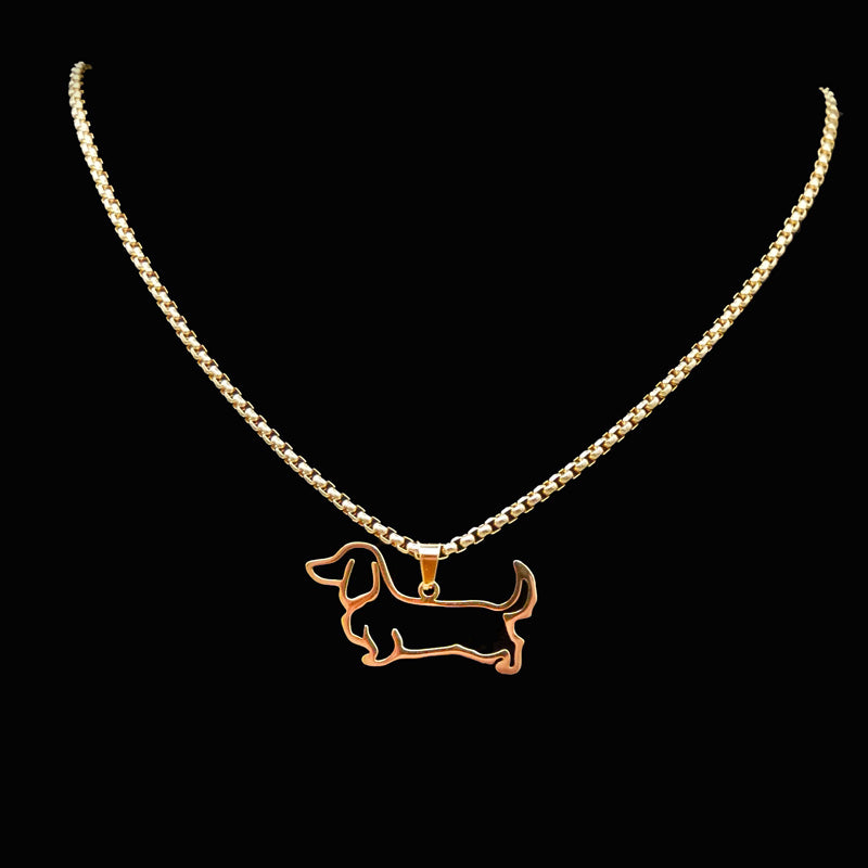 Halskette "Langhaar-Dackel" für Hundefreunde, 18-Karat vergoldet