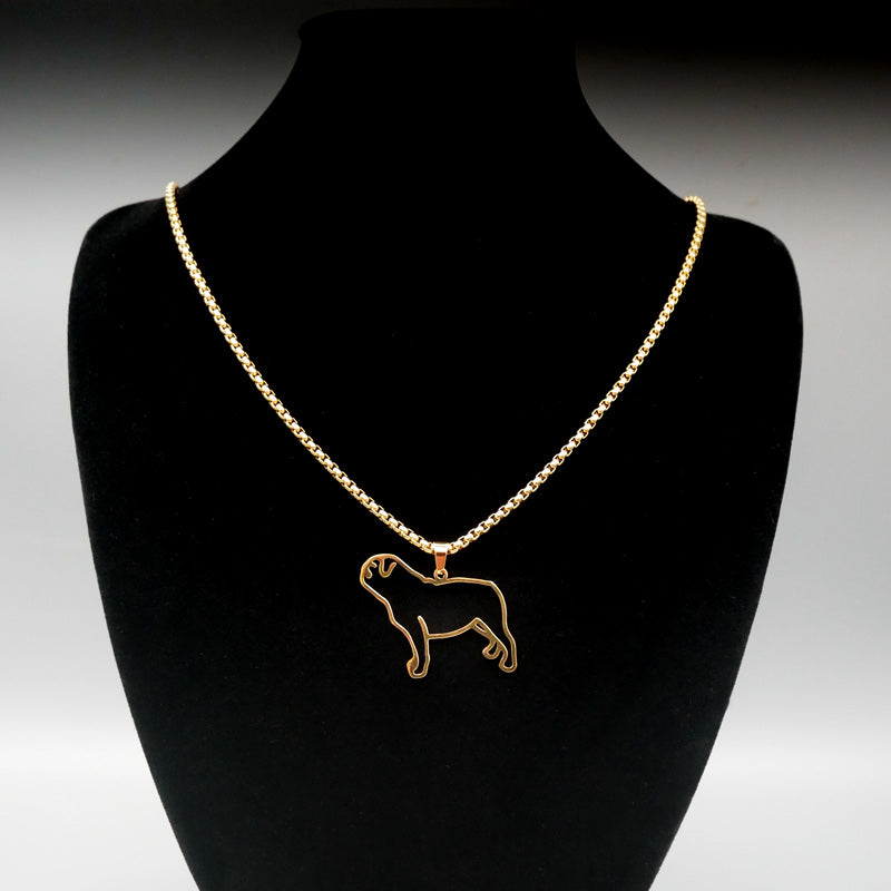 Halskette "Mops", 18-Karat vergoldet, für Hundefreunde