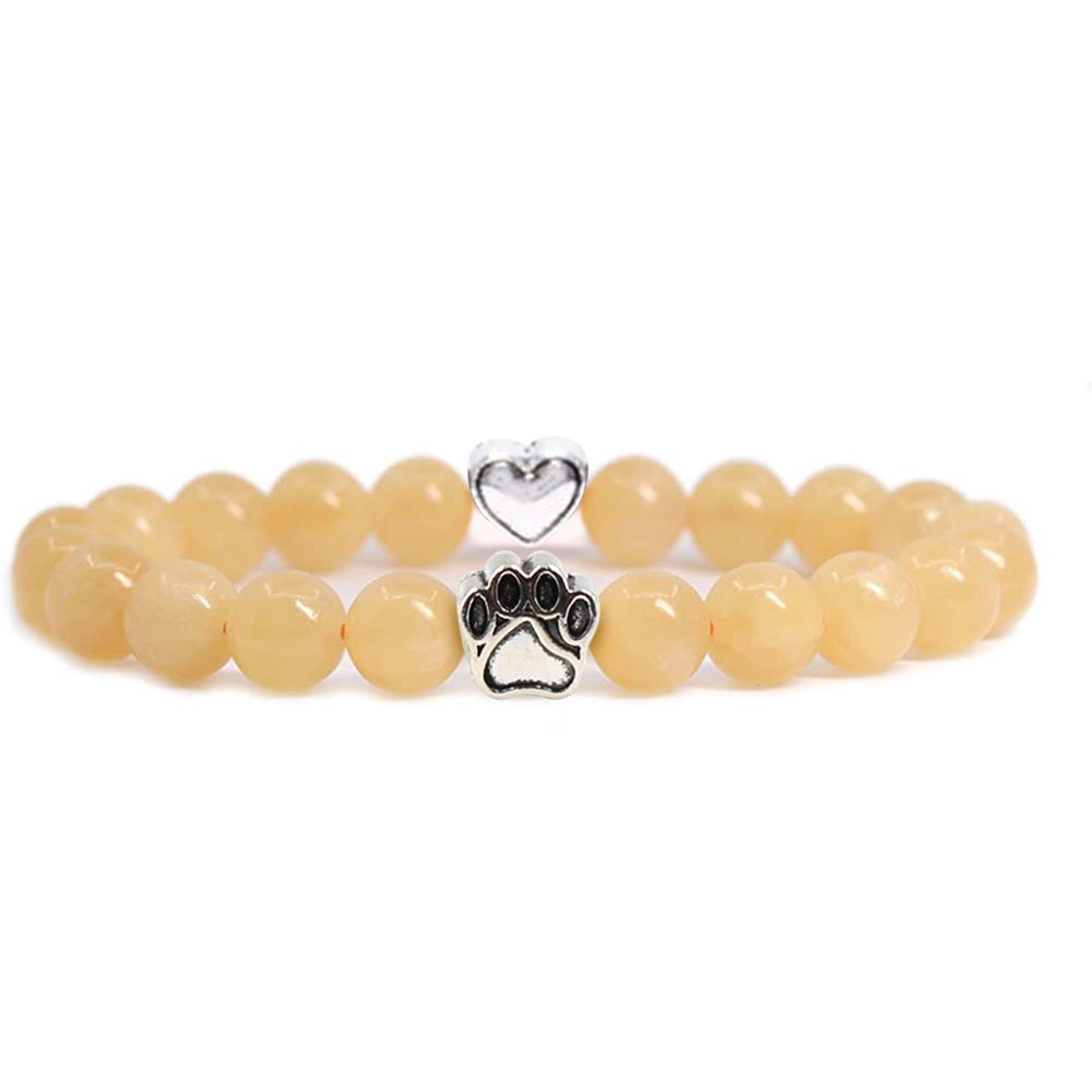 Nickelfreies Armband für Hundeliebhaber aus 8mm (Natur)perlen