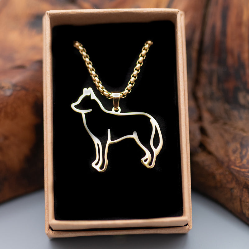 Halskette "Husky" für Hundefreunde, 18-Karat vergoldet