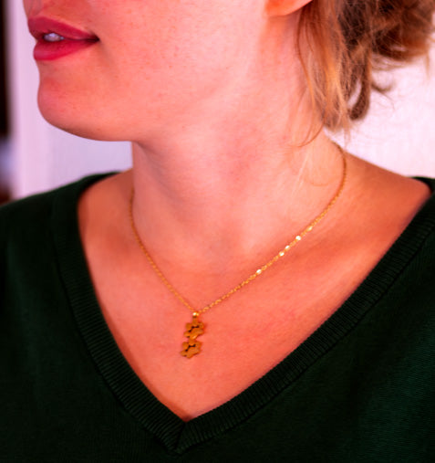 Elegante Halskette mit zwei zierlichen Pfoten, nickelfrei - individuelle Gravur möglich