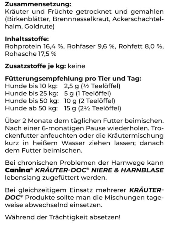 Canina KRÄUTER-DOC Niere und Harnblase für Hunde