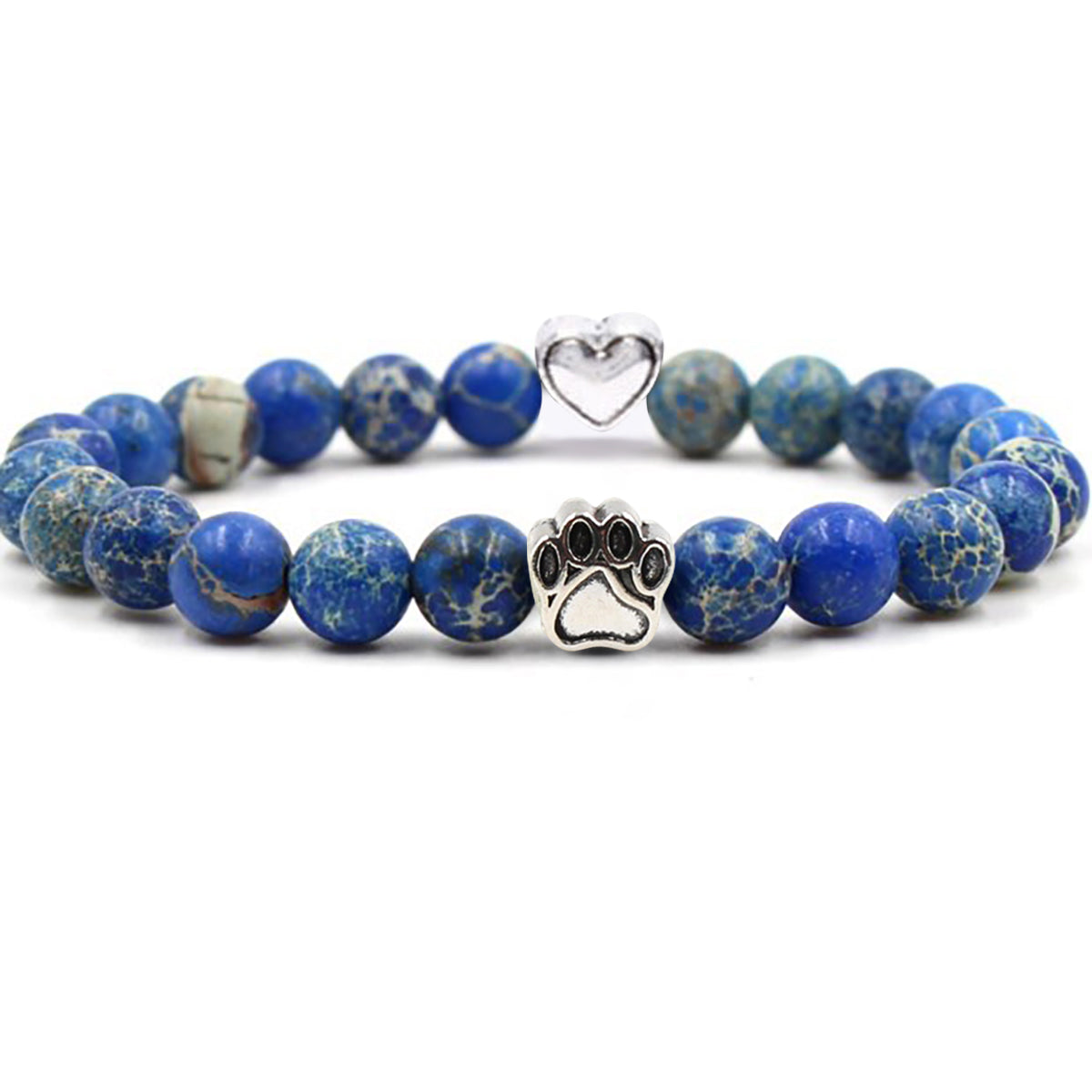 Nickelfreies Armband für Hundeliebhaber aus 8mm (Natur)perlen