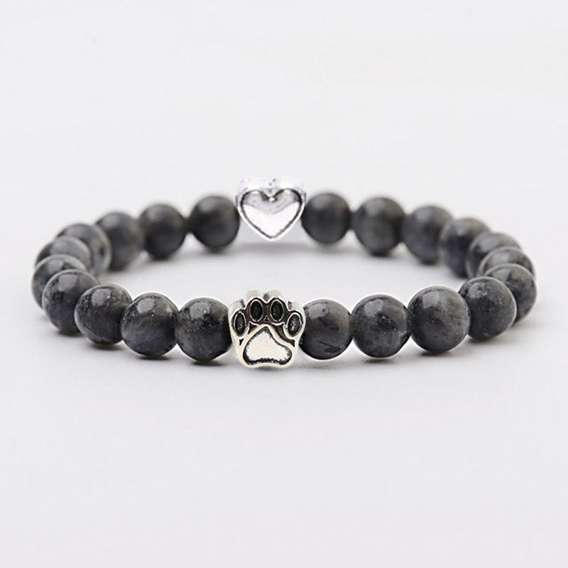 Nickelfreies Armband für Hundeliebhaber aus 8mm (Natur)perlen