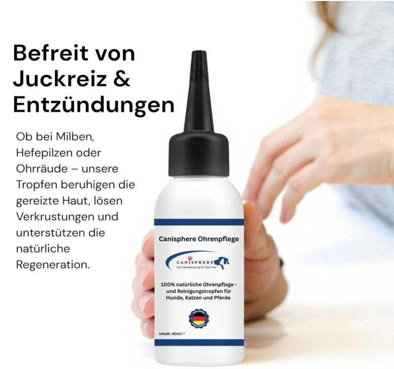Ohrenpflege, Hund, Hundegesundheit, Hundesicherheit, Ohrenreiniger, Hergestellt in Deutschland, Ohrreinigung
