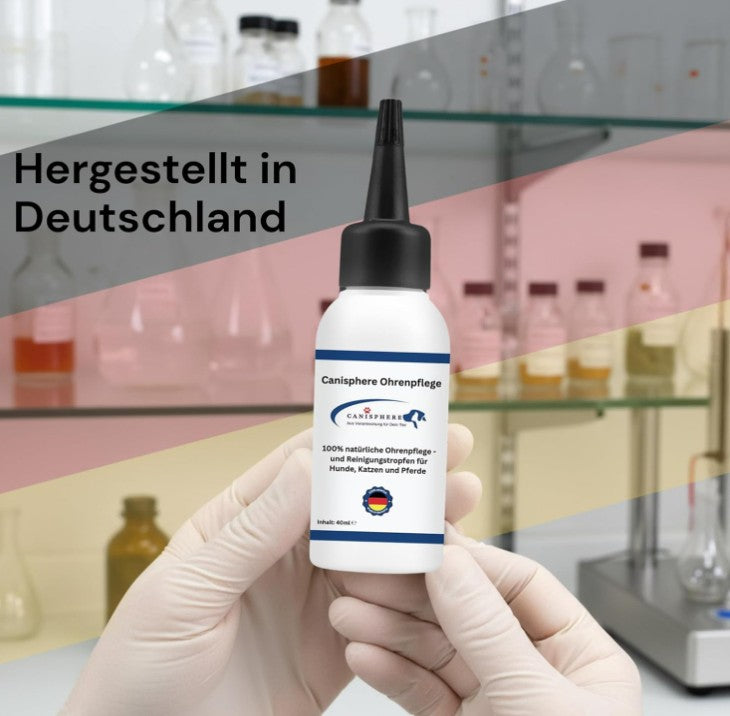 Ohrenpflege, Hund, Hundegesundheit, Hundesicherheit, Ohrenreiniger, Hergestellt in Deutschland, Ohrreinigung, made in Germany