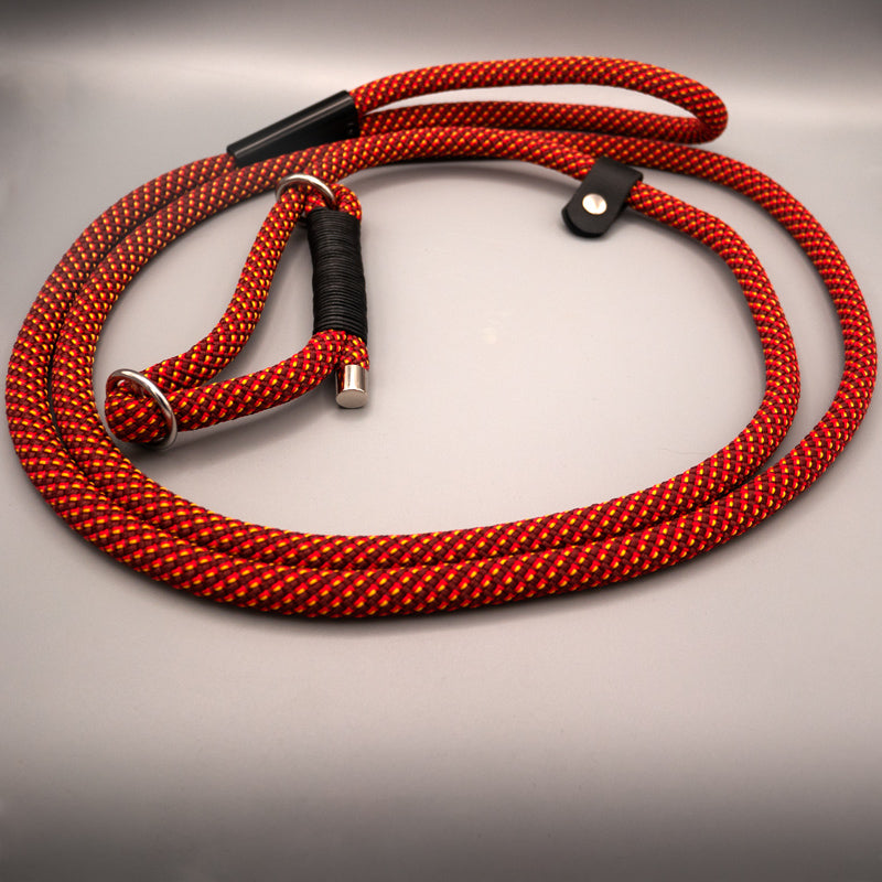 Retrieverleine aus Tau - rotmehrfarbig - handgefertigt, Zugstopp-Design