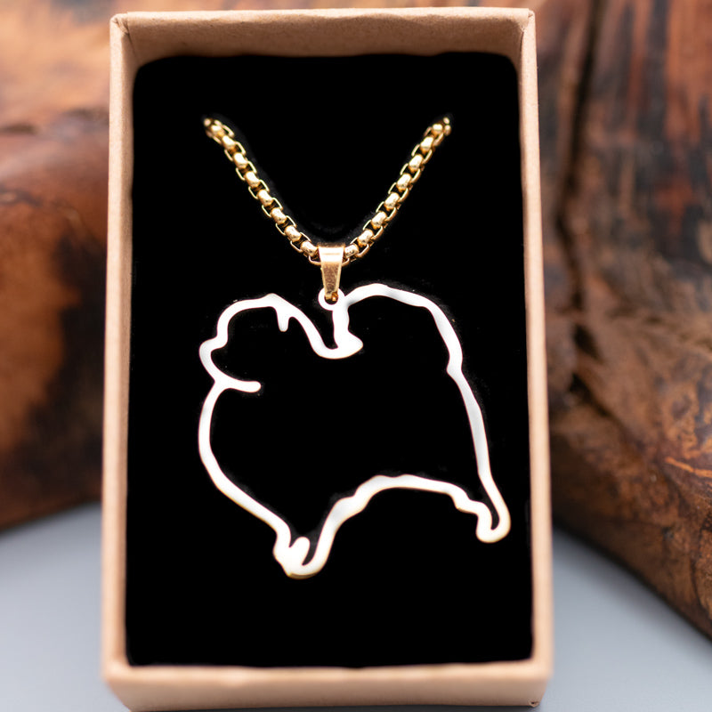 Halskette "Pomeranian" für Hundefreunde, 18-Karat vergoldet