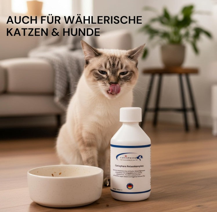 RelaxxKomplex von Canisphere – Ergänzungsfuttermittel für Hunde unterstützt die Ausgeglichenheit und Gelassenheit und Stressreduktion in belastenden Situationen ohne Müdigkeit oder Lethargie zu verursachen.