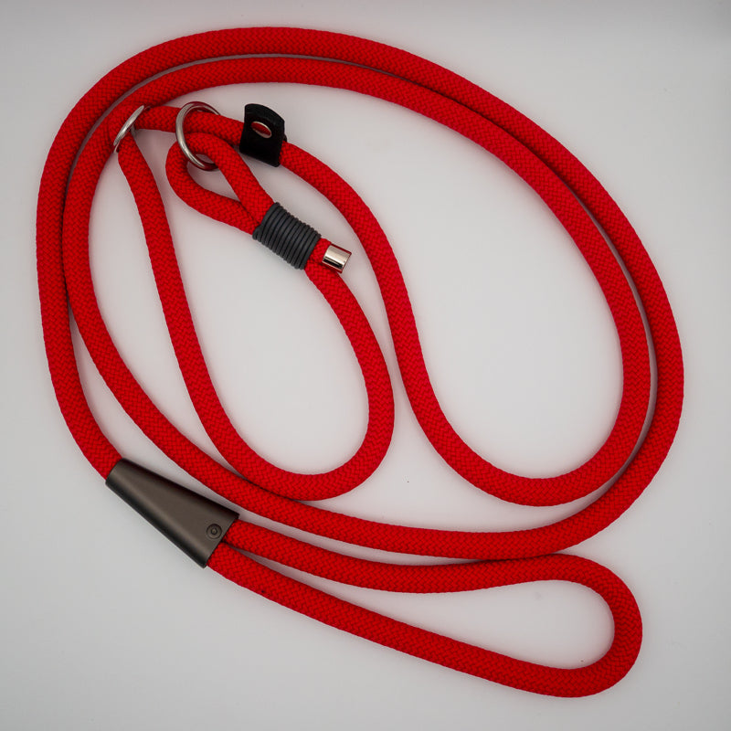 Retrieverleine aus Tau - signalrot - Zugstopp-Design