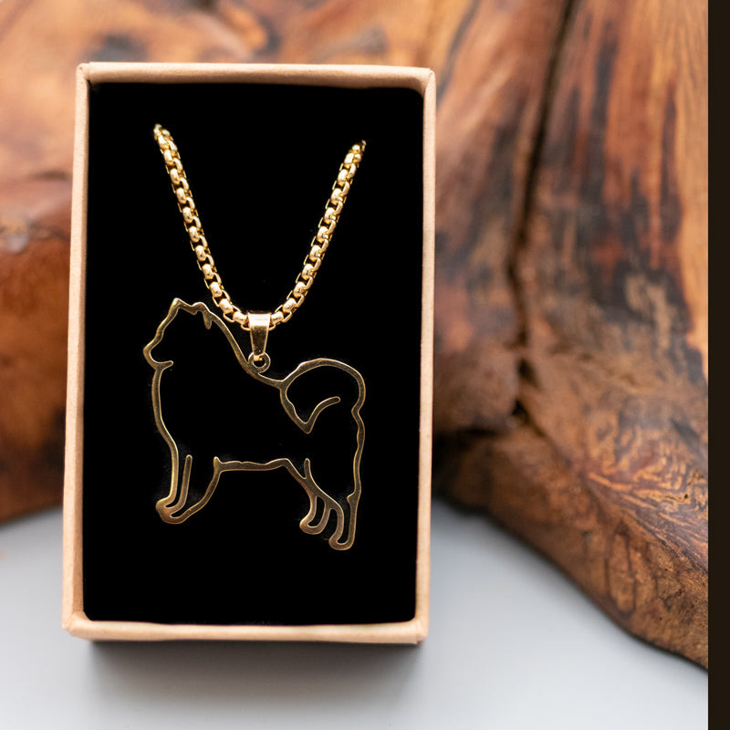 Halskette "Samojede" für Hundefreunde, 18-Karat vergoldet