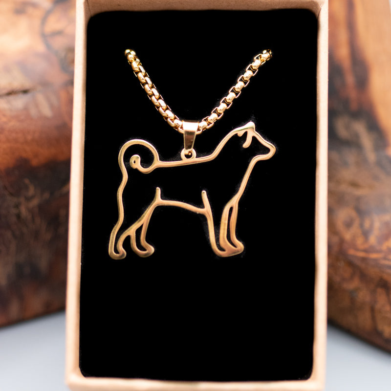 Halskette "Shiba Inu" für Hundefreunde, 18-Karat vergoldet