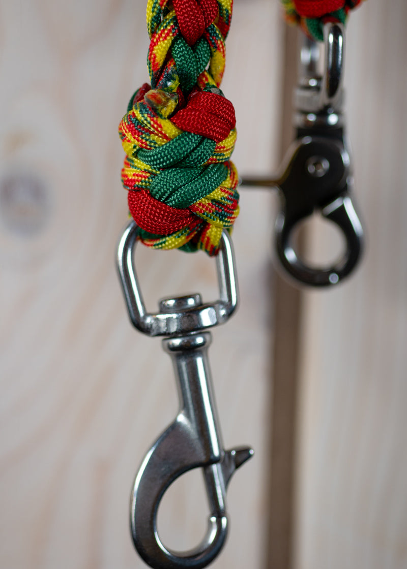 Führleine aus Paracord - mit Scherenkarabiner, mehrfach verstellbar, Signalfarben