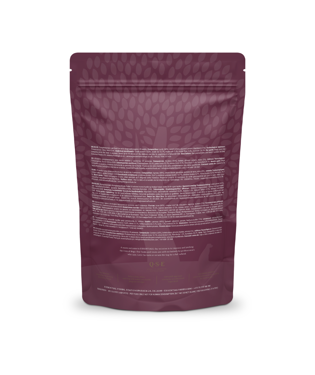 Essential FINEST sliced Lamb &amp; Blackberry - exquisiter Hundesnack aus Lammfleisch &amp; Brombeeren