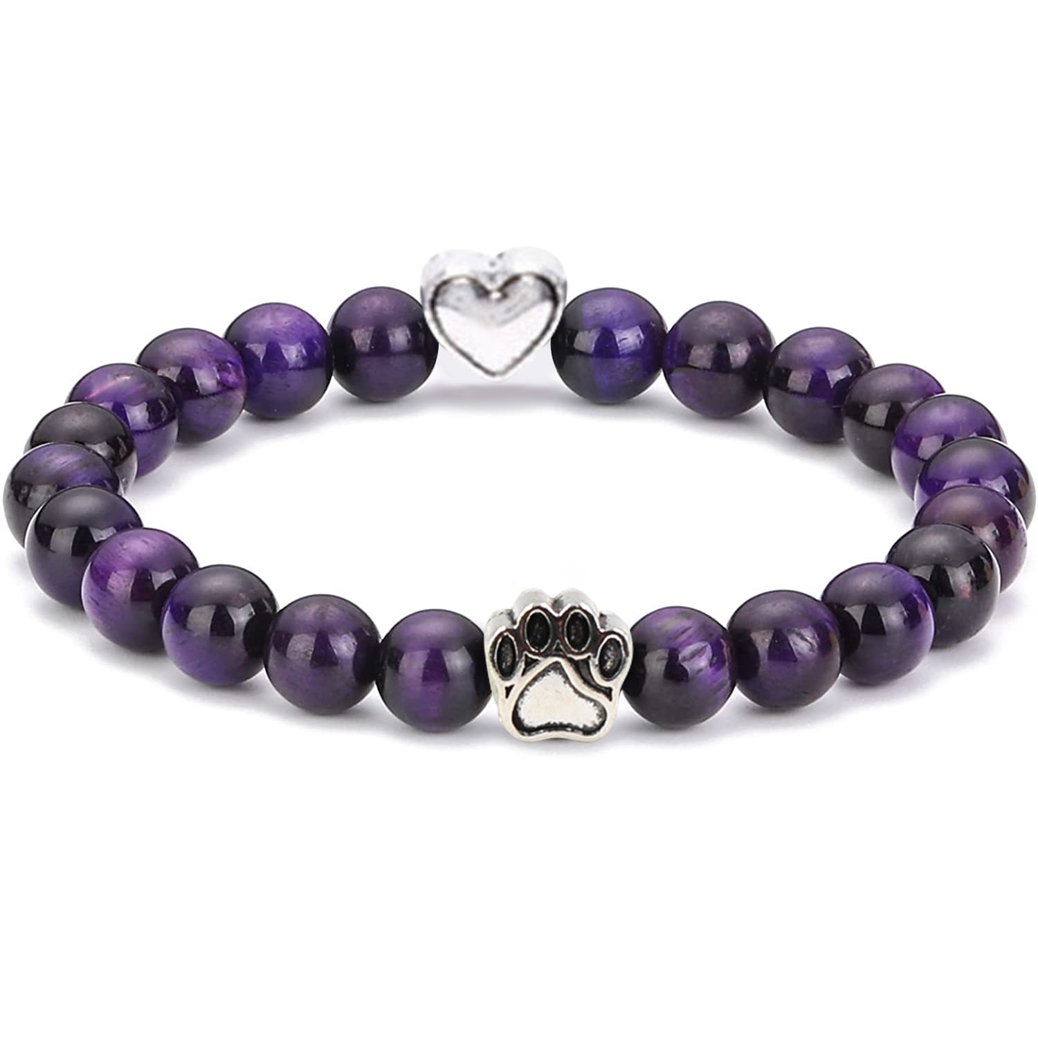 Nickelfreies Armband für Hundeliebhaber aus 8mm (Natur)perlen