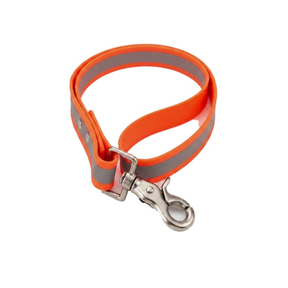 Biothane, Hundeleine, Leine, abwaschbar, Scherenkarabiner, Notfallhaken, reflektieren, robust, antimikrobiell, orange, hochwertig, Edelstahl, rostfrei