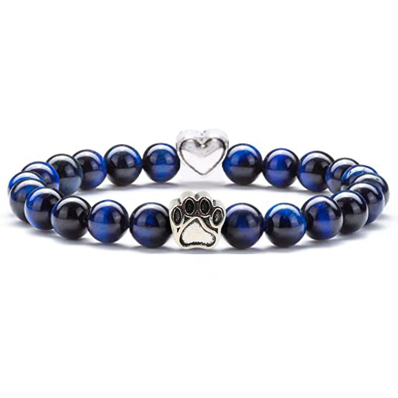 Blaues-Tigerauge- Armband für Hundeliebhaber aus 8mm (Natur)perlen