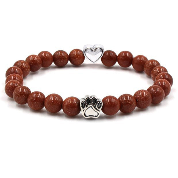 Nickelfreies Armband für Hundeliebhaber aus 8mm (Natur)perlen