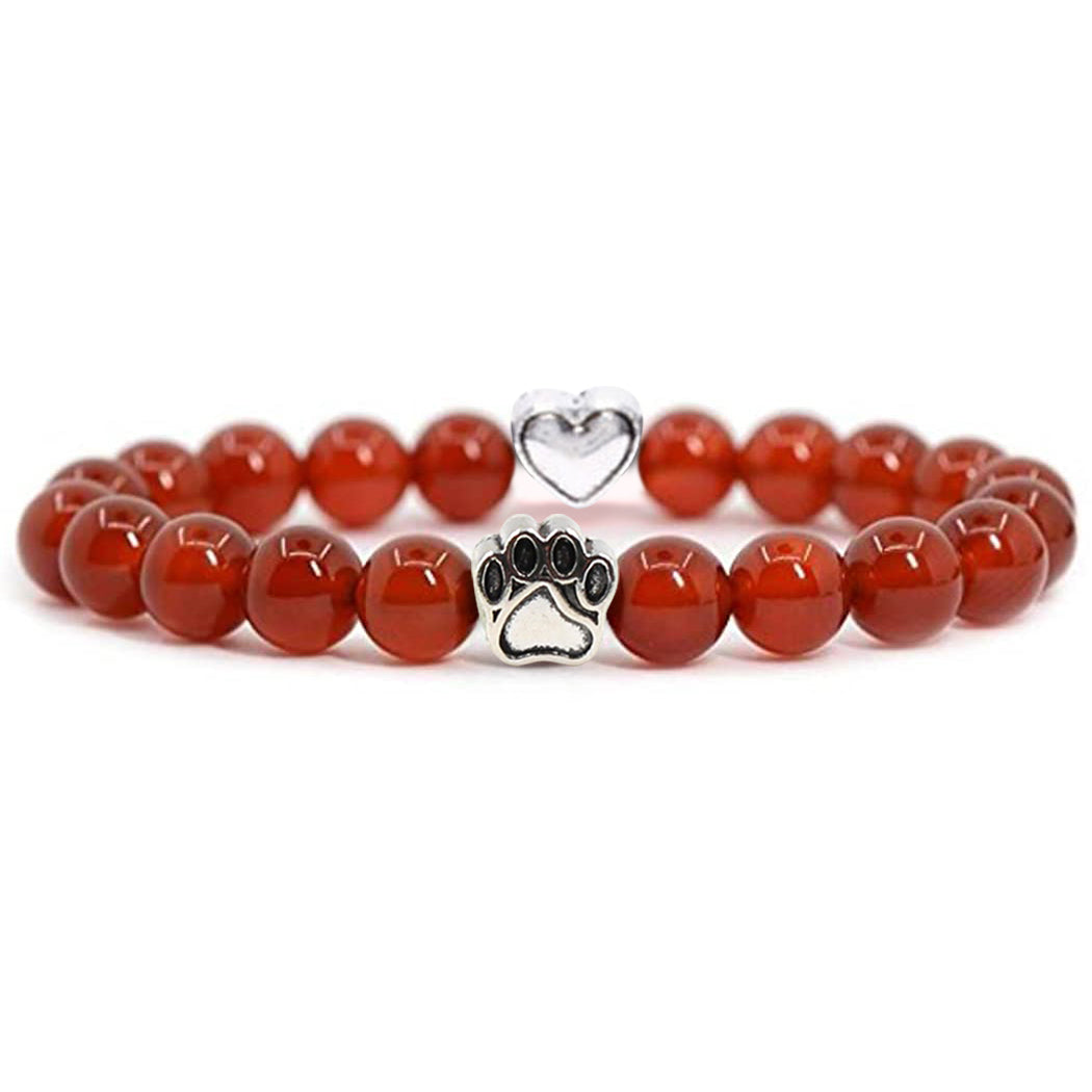 Nickelfreies Armband für Hundeliebhaber aus 8mm (Natur)perlen