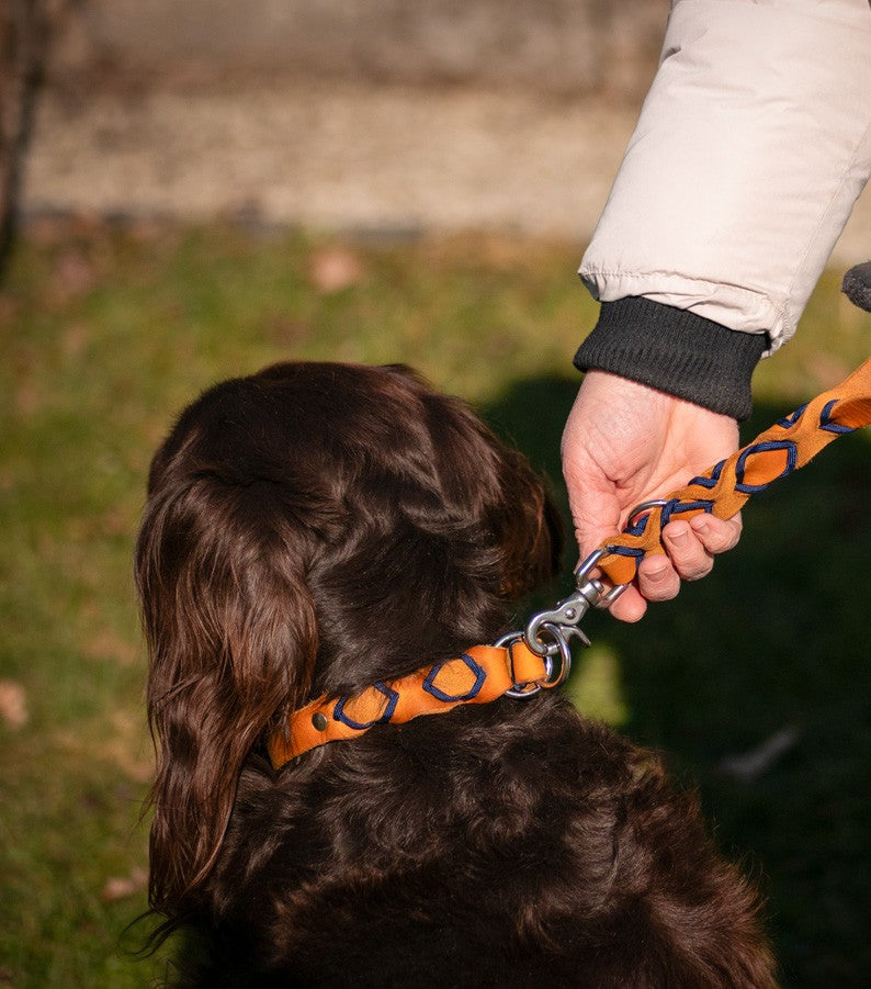 Lederhalsband mit Zugstopp-Design in edlem Hellbraun
