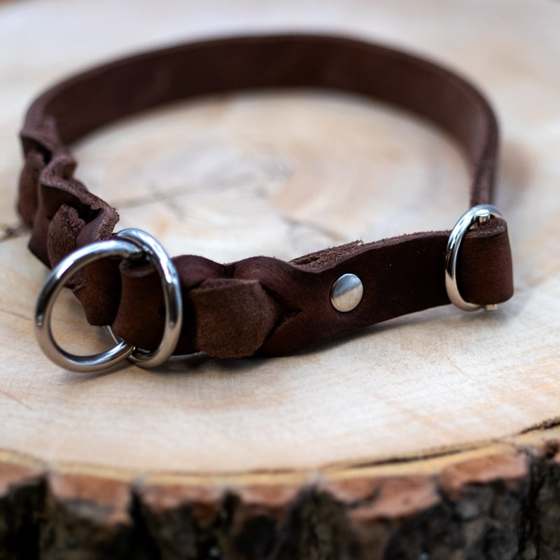 Edles, geflochtenes Lederhalsband mit Zugstopp-Funktion