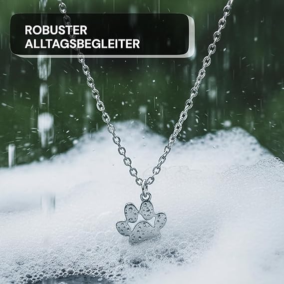 Elegante Halskette mit drei zierlichen Pfoten aus "Gold" oder "Silber", nickelfrei - individuelle Gravur möglich