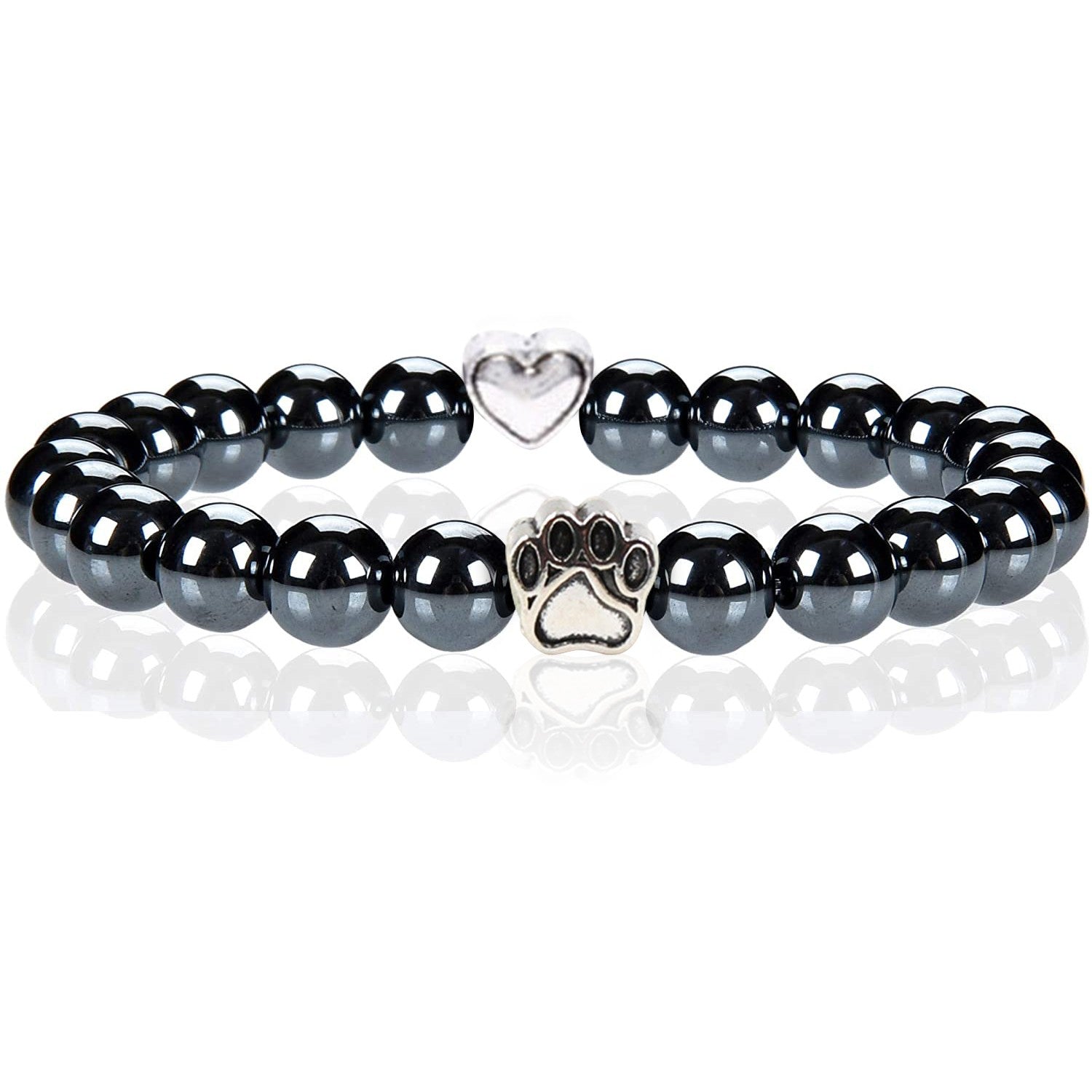 Nickelfreies Armband für Hundeliebhaber aus 8mm (Natur)perlen
