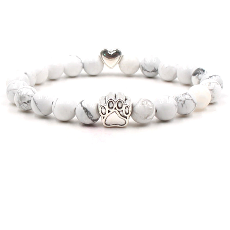 Nickelfreies Armband für Hundeliebhaber aus 8mm (Natur)perlen