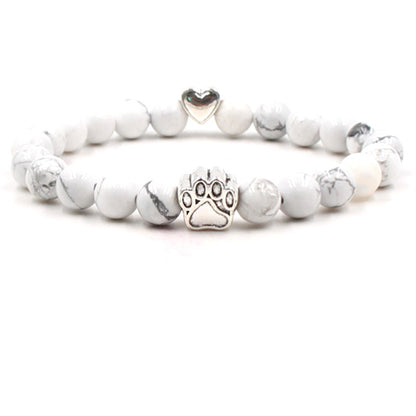 Nickelfreies Armband für Hundeliebhaber aus 8mm (Natur)perlen