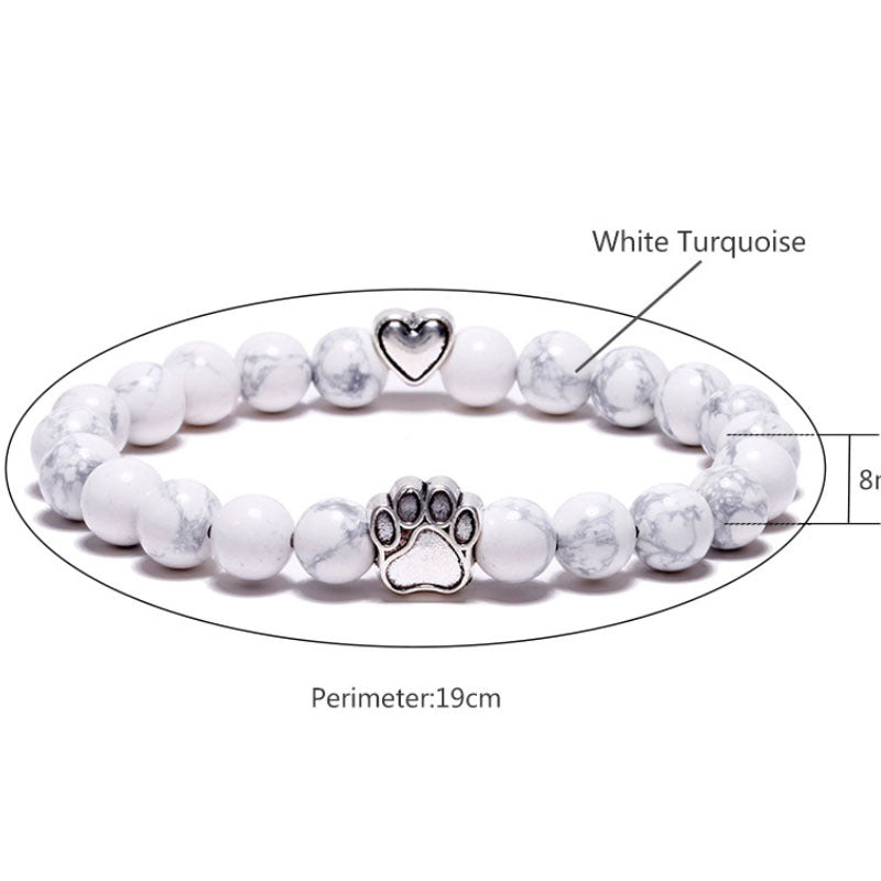 Weißer Turquoise - Armband für Hundeliebhaber aus 8mm (Natur)perlen