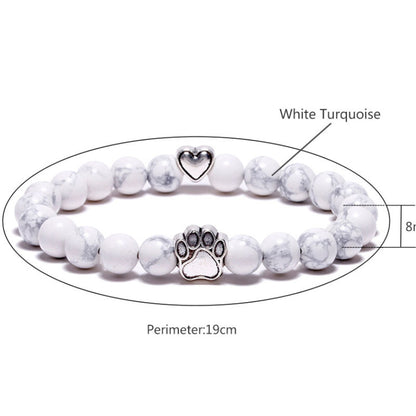 Weißer Turquoise - Armband für Hundeliebhaber aus 8mm (Natur)perlen