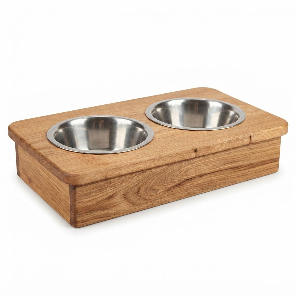 Hundenapf, Napfhalter, Futterstation Hund, Eiche massiv, Massivholz, Hundegesundheit, Hundefutter