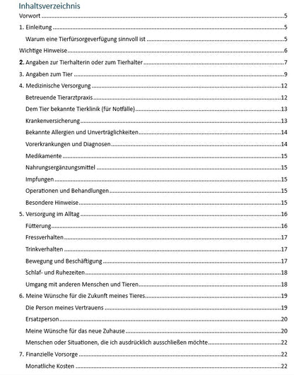 Tierfürsorgeverfügung PDF - Notfallmappe für Tierbesitzer - Heimtierausweis- Sofort-Download inkl. Notfallcheckkarte