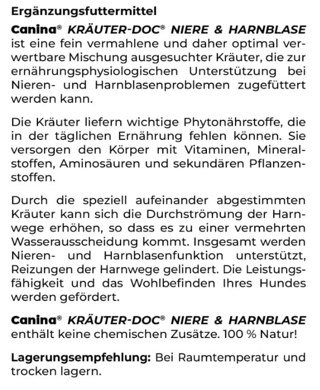 Canina KRÄUTER-DOC Niere und Harnblase für Hunde