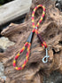 Kurzleine, Hundeleine, Training, Hundesicherheit, Gassi gehen, Hundefreunde, Herbstfarben, Bolzenkarabiner, Edelstahl, Aluminium, getakelt, Lederschnur